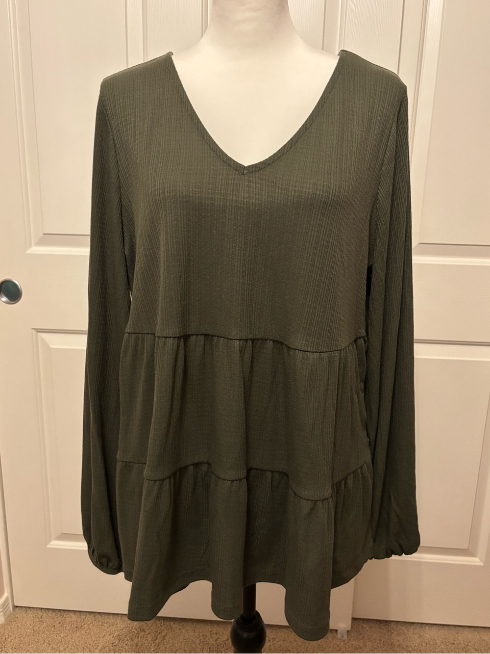 Torrid Olive Green Tiered V-Neck Tunic Top